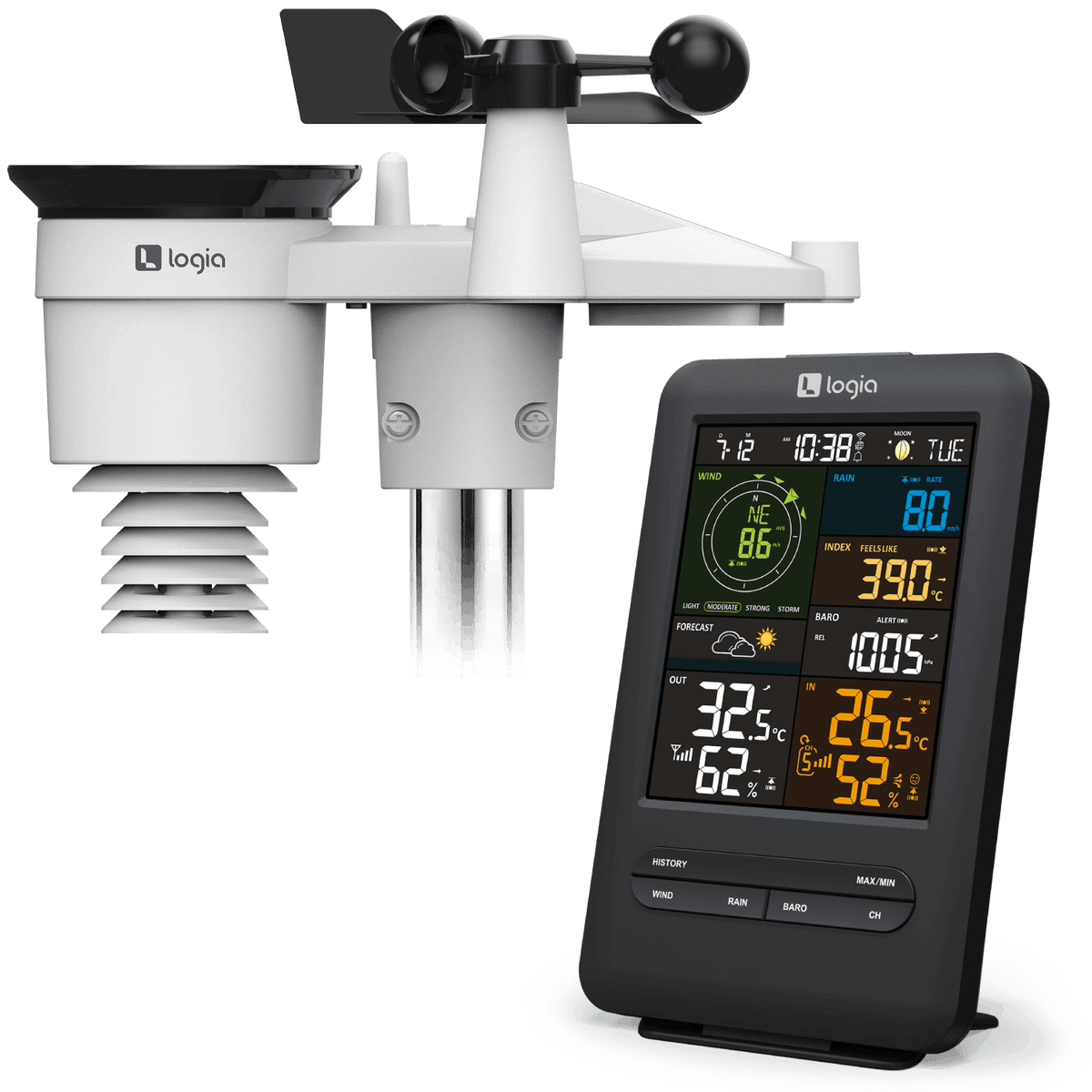 Logia 5-in-1 Wi-Fi Weather Station | Indoor/Outdoor Remote Monitoring System