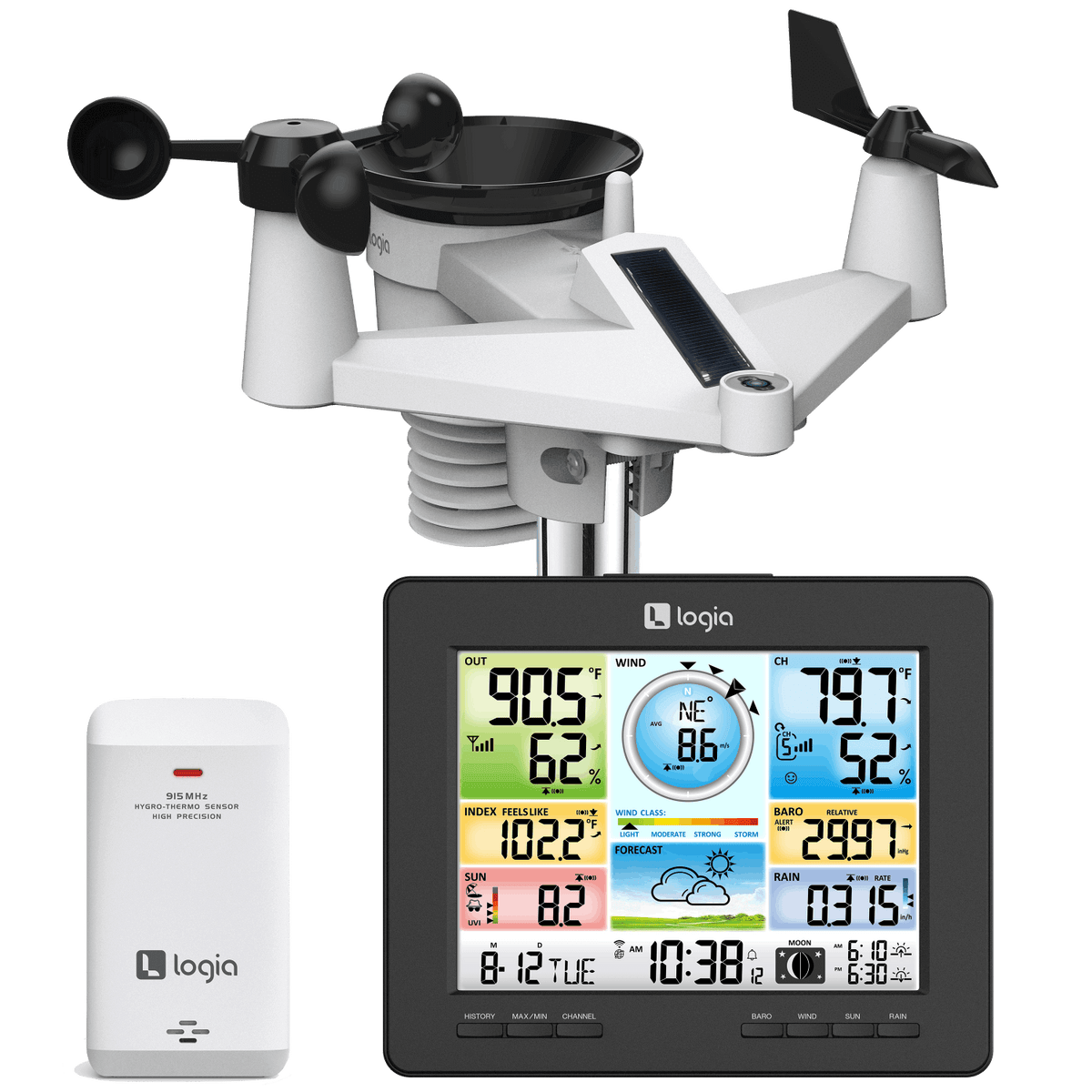 Logia 7-in-1 Weather Station Indoor/Outdoor Weather Monitoring System,  Temperature Humidity & More