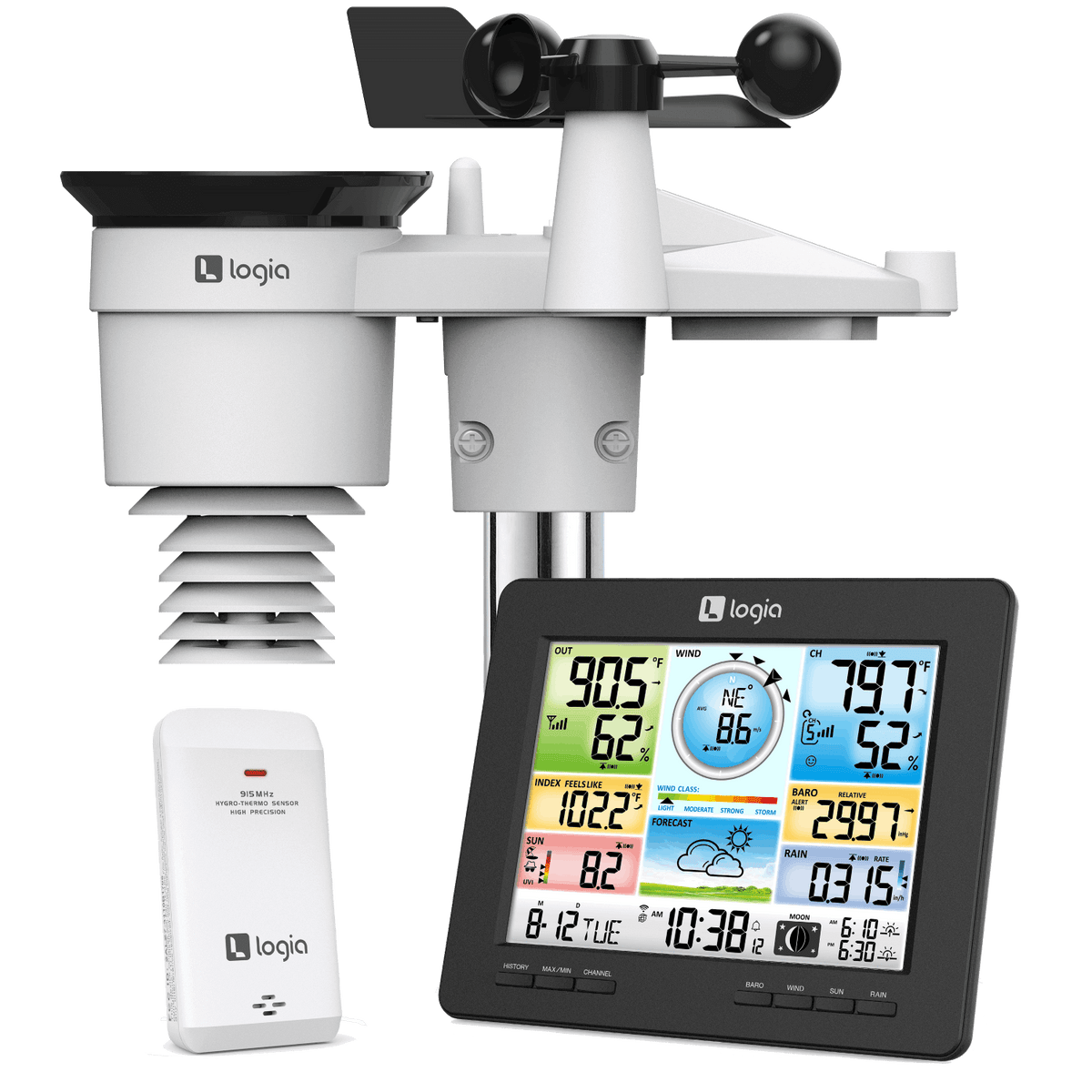 Logia 7-in-1 Wireless Weather Station with WiFi & Solar Panel - Dark