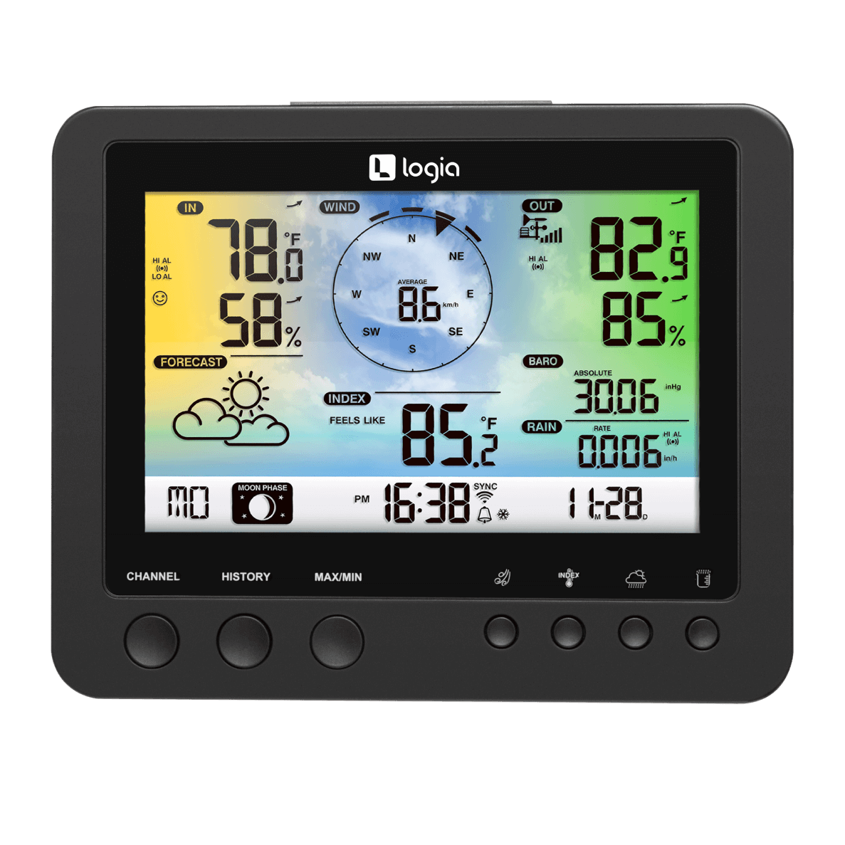 Professional WI-FI Weather Station with Wireless Outdoor Sensor, Color LCD  Display with APP Data Logging and Alerts, Rain Gauge, Wind Speed, Indoor
