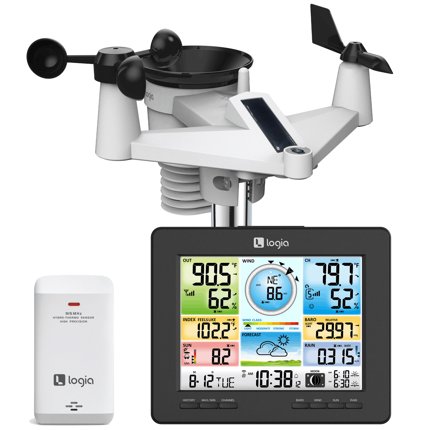 Weather Station Multiple Sensors, with 3 Outdoor Thermometer Wireless;  Indoor Ou