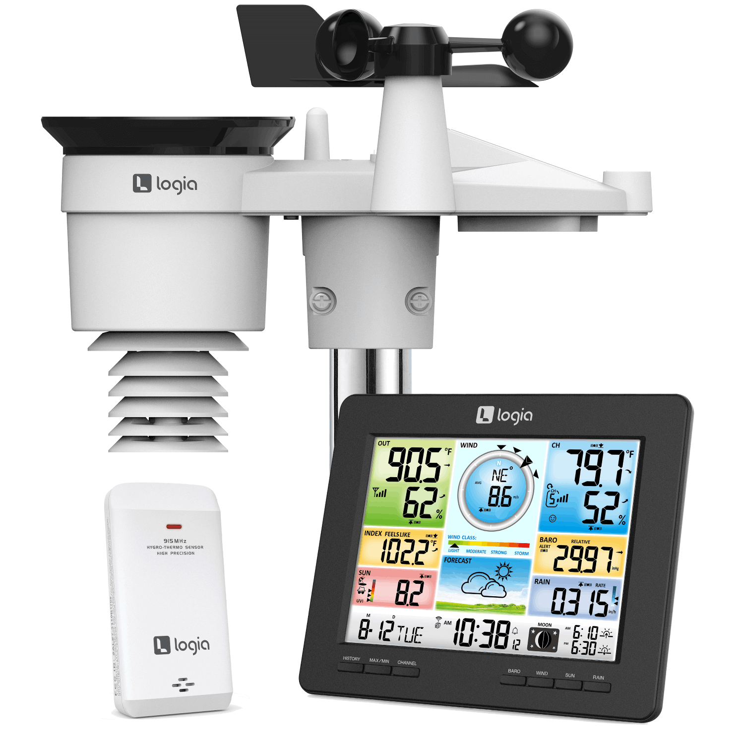 7-in-1 Wi-Fi Weather Station, 7.5 in Color Display, Home Weather Station  Indoor Outdoor
